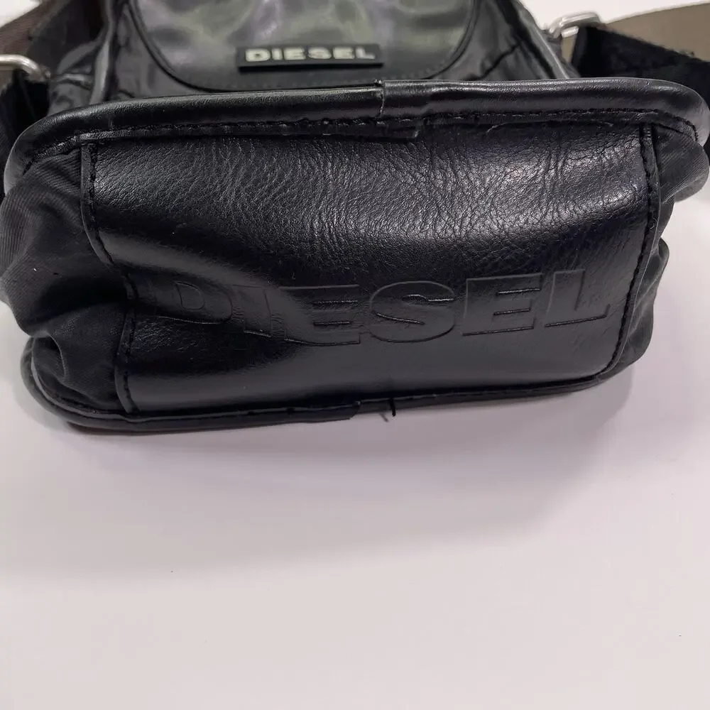 Vtg Diesel Bag Messenger Shoulder Crossbody Satchel Leather Black Y2K Mens